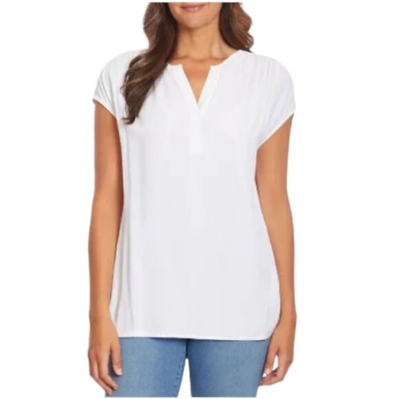 Nine West Tops - Nine West Women’s Short Sleeve Contemporary White V-Neck Top Size XL NWT
